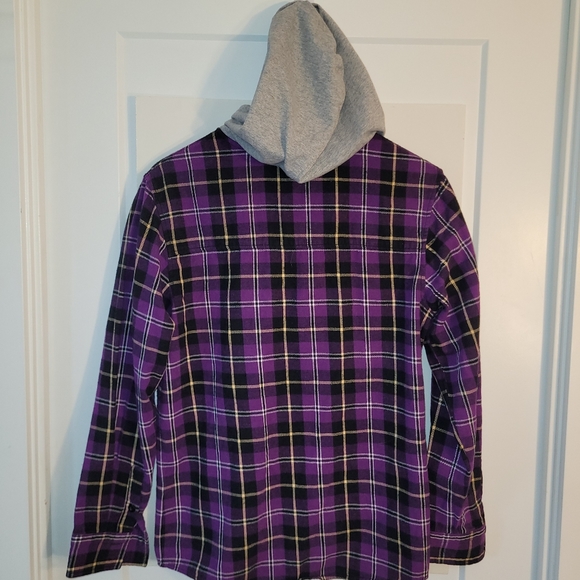 Plad Button-up Hoodie Sweater Shirt Large - Picture 6 of 9
